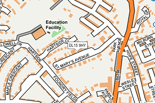 DL15 9HY map - OS OpenMap – Local (Ordnance Survey)