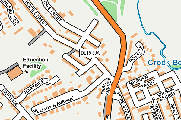 DL15 9JA map - OS OpenMap – Local (Ordnance Survey)