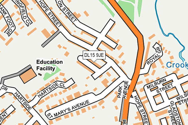 DL15 9JE map - OS OpenMap – Local (Ordnance Survey)