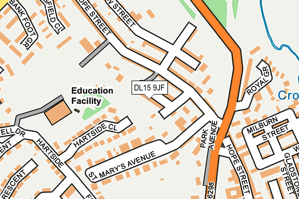 DL15 9JF map - OS OpenMap – Local (Ordnance Survey)