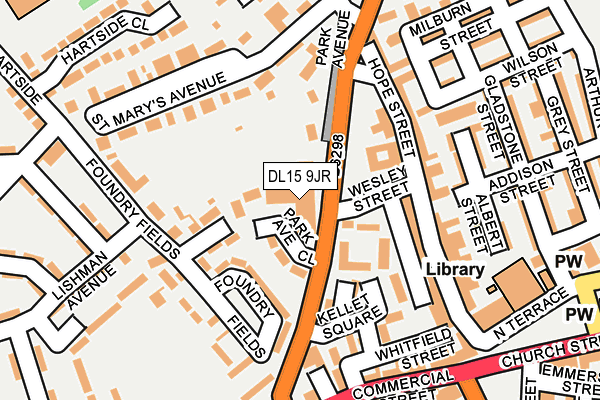 DL15 9JR map - OS OpenMap – Local (Ordnance Survey)