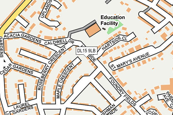 DL15 9LB map - OS OpenMap – Local (Ordnance Survey)