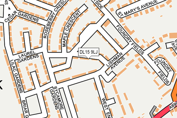 DL15 9LJ map - OS OpenMap – Local (Ordnance Survey)