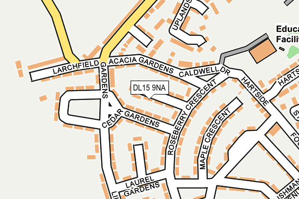 DL15 9NA map - OS OpenMap – Local (Ordnance Survey)