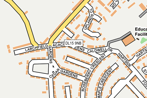 DL15 9NB map - OS OpenMap – Local (Ordnance Survey)
