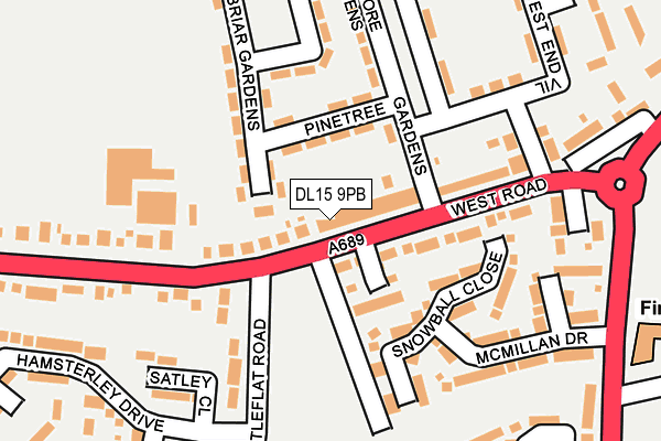 DL15 9PB map - OS OpenMap – Local (Ordnance Survey)