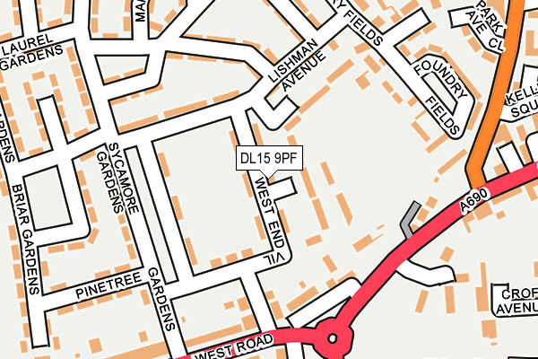 DL15 9PF map - OS OpenMap – Local (Ordnance Survey)