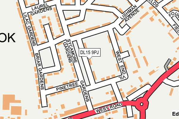 DL15 9PJ map - OS OpenMap – Local (Ordnance Survey)