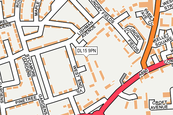 DL15 9PN map - OS OpenMap – Local (Ordnance Survey)