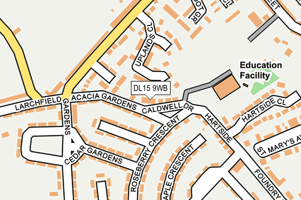 DL15 9WB map - OS OpenMap – Local (Ordnance Survey)