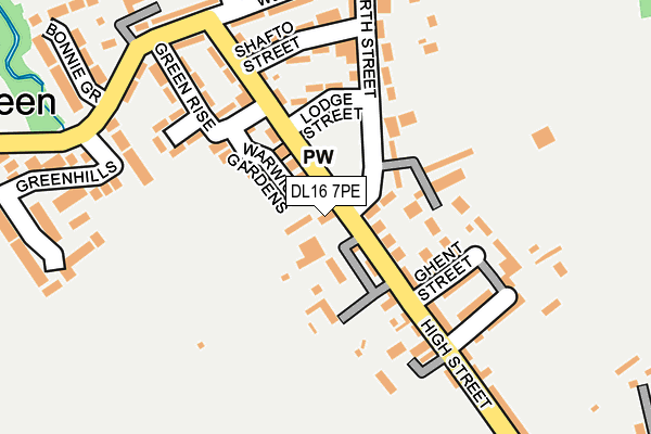 DL16 7PE map - OS OpenMap – Local (Ordnance Survey)