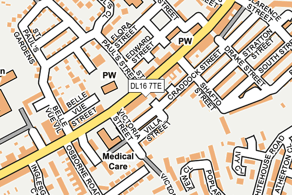 DL16 7TE map - OS OpenMap – Local (Ordnance Survey)