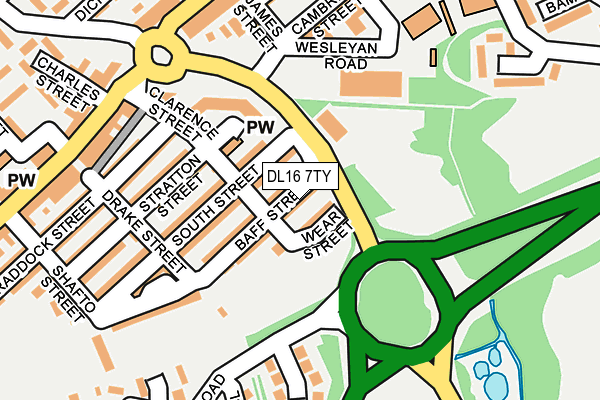 DL16 7TY map - OS OpenMap – Local (Ordnance Survey)