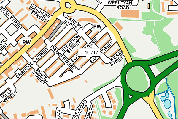DL16 7TZ map - OS OpenMap – Local (Ordnance Survey)