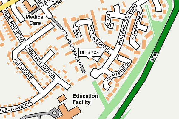 DL16 7XZ map - OS OpenMap – Local (Ordnance Survey)