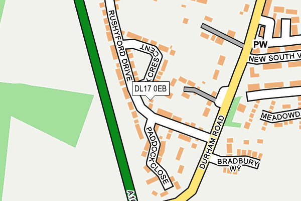 DL17 0EB map - OS OpenMap – Local (Ordnance Survey)