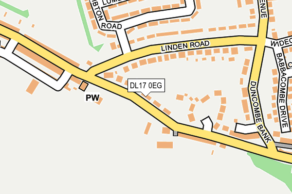 DL17 0EG map - OS OpenMap – Local (Ordnance Survey)