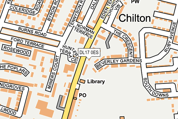 DL17 0ES map - OS OpenMap – Local (Ordnance Survey)
