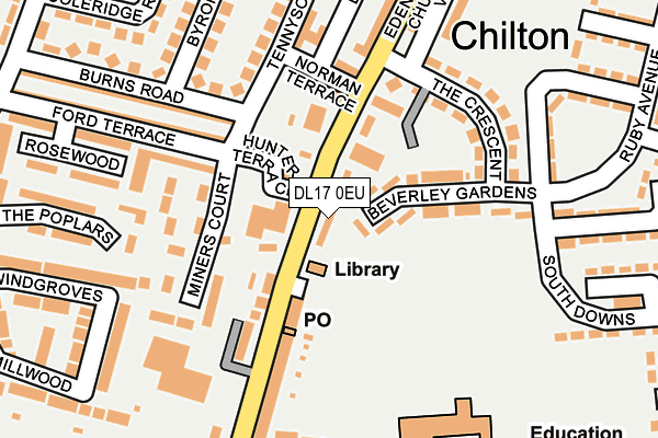 DL17 0EU map - OS OpenMap – Local (Ordnance Survey)