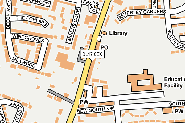 DL17 0EX map - OS OpenMap – Local (Ordnance Survey)