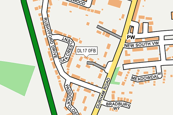 DL17 0FB map - OS OpenMap – Local (Ordnance Survey)