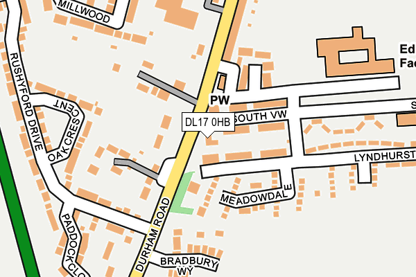 DL17 0HB map - OS OpenMap – Local (Ordnance Survey)