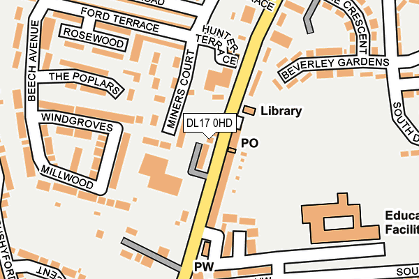 DL17 0HD map - OS OpenMap – Local (Ordnance Survey)