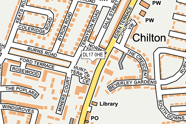 DL17 0HE map - OS OpenMap – Local (Ordnance Survey)