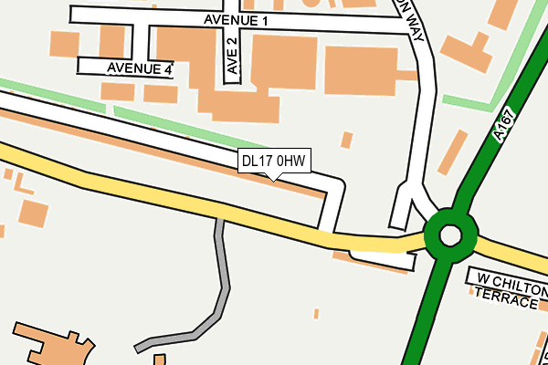 DL17 0HW map - OS OpenMap – Local (Ordnance Survey)