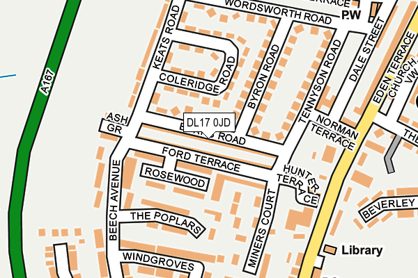 DL17 0JD map - OS OpenMap – Local (Ordnance Survey)