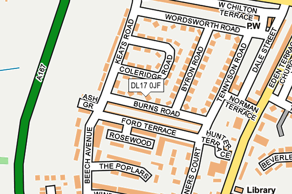 DL17 0JF map - OS OpenMap – Local (Ordnance Survey)