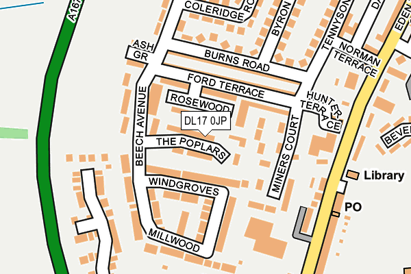 DL17 0JP map - OS OpenMap – Local (Ordnance Survey)