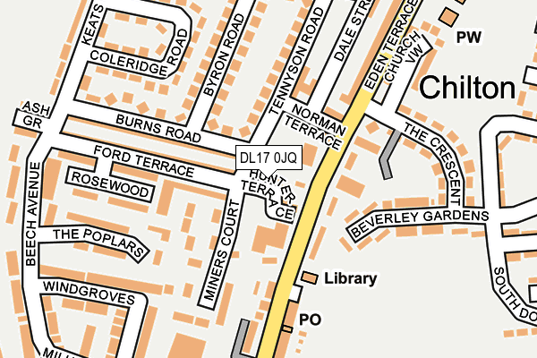 DL17 0JQ map - OS OpenMap – Local (Ordnance Survey)