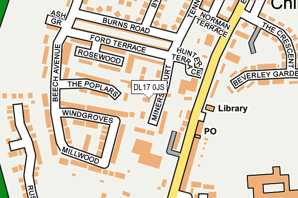 DL17 0JS map - OS OpenMap – Local (Ordnance Survey)
