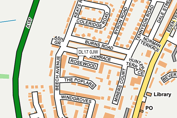 DL17 0JW map - OS OpenMap – Local (Ordnance Survey)