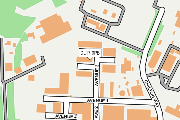 DL17 0PB map - OS OpenMap – Local (Ordnance Survey)