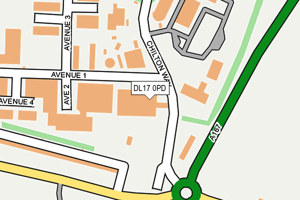 DL17 0PD map - OS OpenMap – Local (Ordnance Survey)