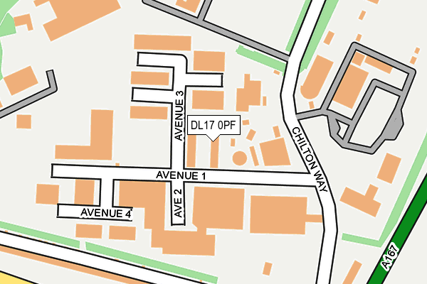 DL17 0PF map - OS OpenMap – Local (Ordnance Survey)