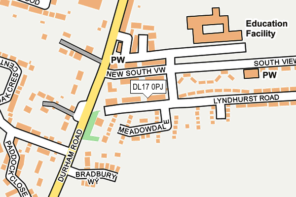 DL17 0PJ map - OS OpenMap – Local (Ordnance Survey)