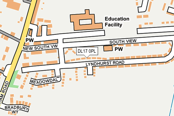 DL17 0PL map - OS OpenMap – Local (Ordnance Survey)