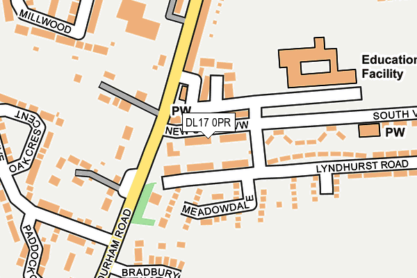 DL17 0PR map - OS OpenMap – Local (Ordnance Survey)