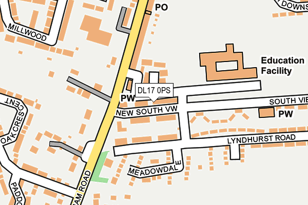 DL17 0PS map - OS OpenMap – Local (Ordnance Survey)