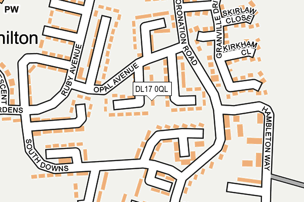 DL17 0QL map - OS OpenMap – Local (Ordnance Survey)