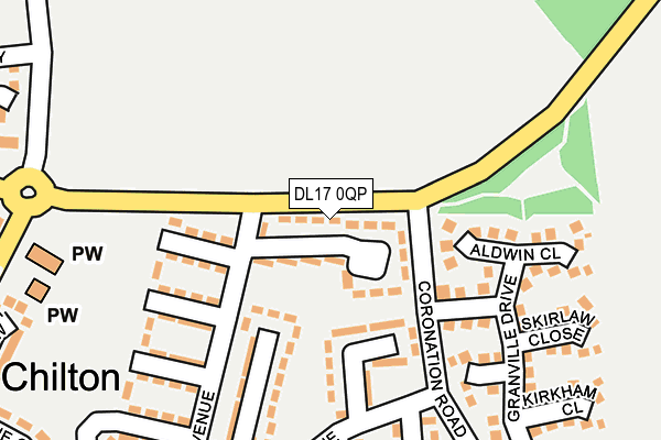 DL17 0QP map - OS OpenMap – Local (Ordnance Survey)