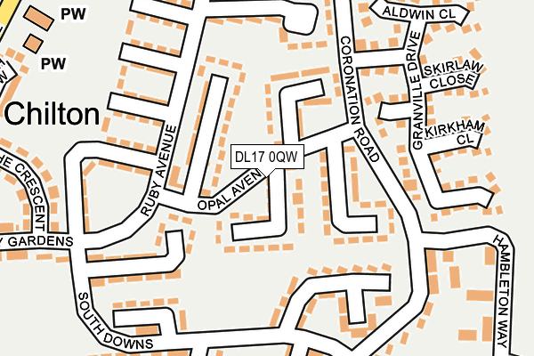 DL17 0QW map - OS OpenMap – Local (Ordnance Survey)