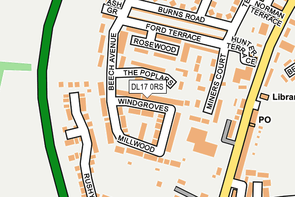 DL17 0RS map - OS OpenMap – Local (Ordnance Survey)