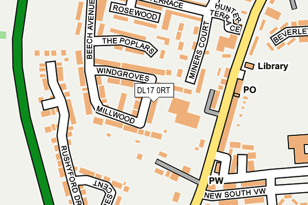 DL17 0RT map - OS OpenMap – Local (Ordnance Survey)