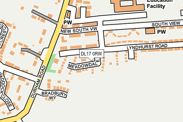 DL17 0RW map - OS OpenMap – Local (Ordnance Survey)