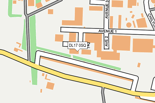 DL17 0SQ map - OS OpenMap – Local (Ordnance Survey)