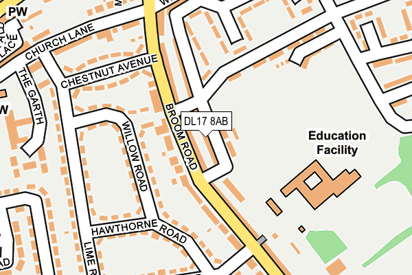 DL17 8AB map - OS OpenMap – Local (Ordnance Survey)